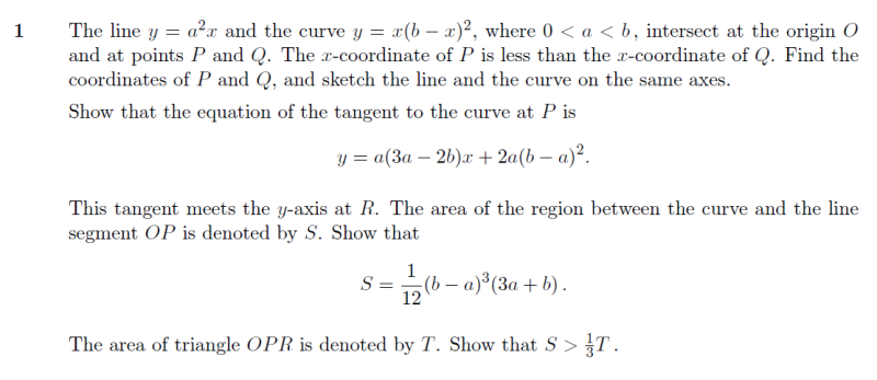 Image of Question 1 from STEP 1 2018